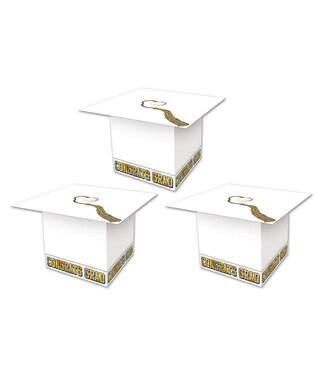 BEISTLE Grad Cap Favor Boxes - White-3ct
