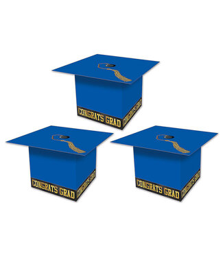 BEISTLE Grad Cap Favor Boxes - Blue-3ct