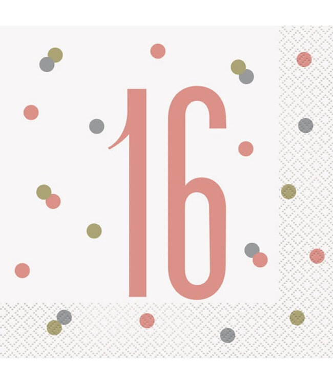 UNIQUE INDUSTRIES INC Rose Gold Glitz Luncheon Napkins