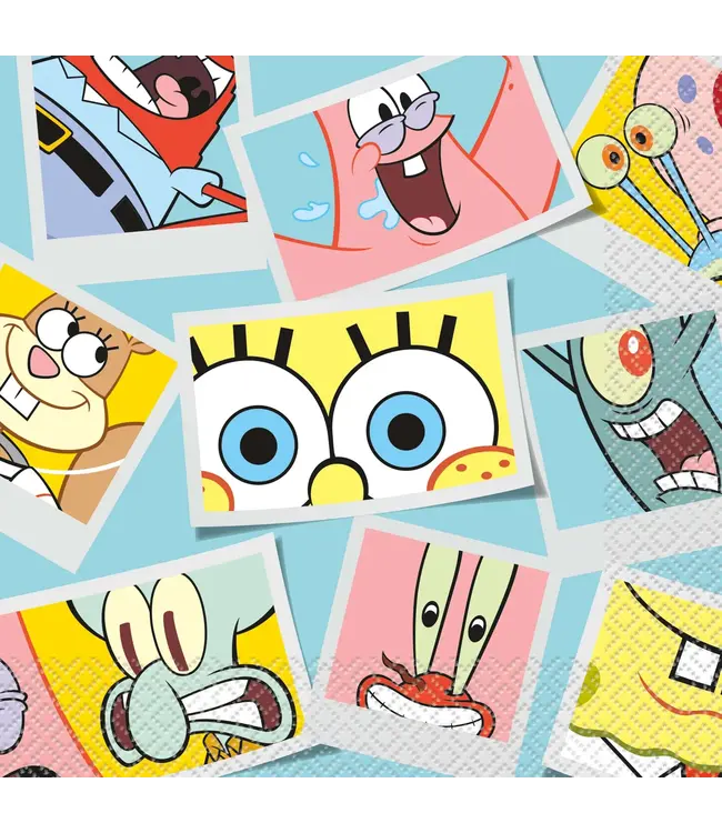 UNIQUE INDUSTRIES INC SpongeBob SquarePants Lunch Paper Napkin, 9 Inches, 16 Count