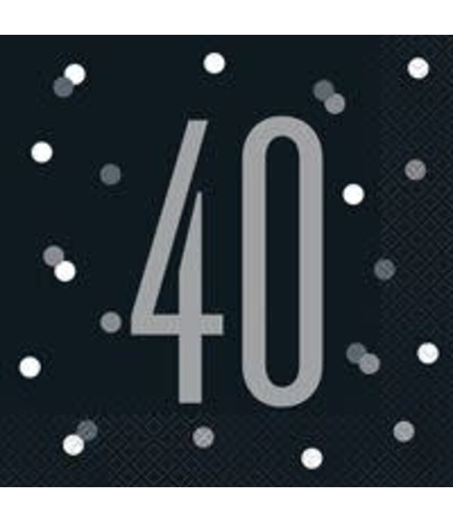 UNIQUE INDUSTRIES INC Glitz Black & Silver Luncheon Napkins 16ct