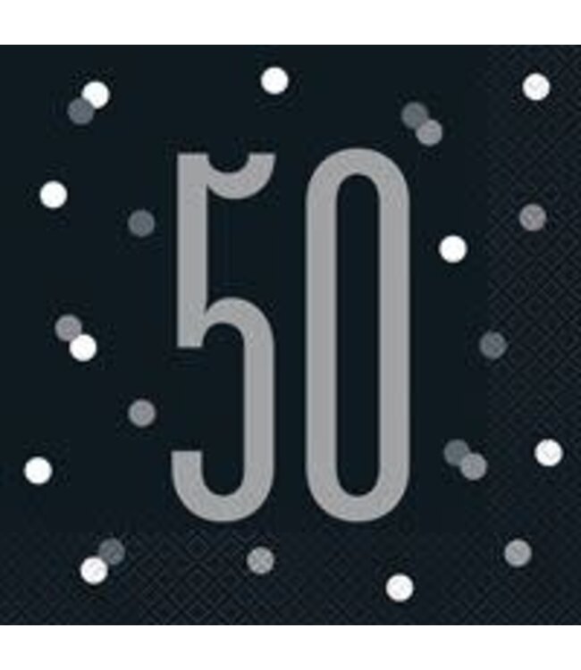 UNIQUE INDUSTRIES INC Glitz Black & Silver Luncheon Napkins 16ct