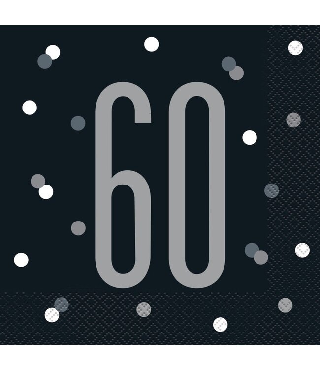 UNIQUE INDUSTRIES INC Glitz Black & Silver Luncheon Napkins 16ct