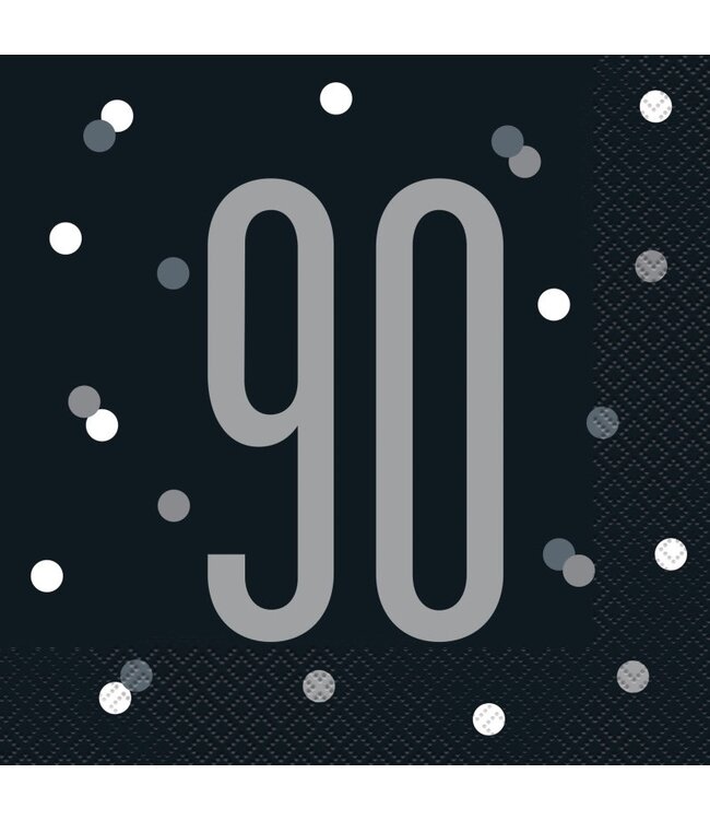 UNIQUE INDUSTRIES INC Glitz Black & Silver Luncheon Napkins 16ct