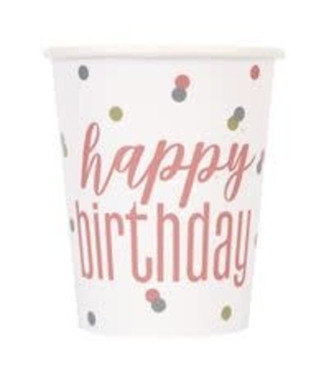 Rose Gold Glitz Cups 9oz-8ct