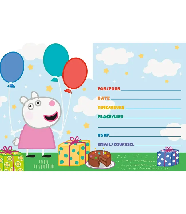 UNIQUE INDUSTRIES INC Peppa Pig Birthday Party Invitations - 8 Count