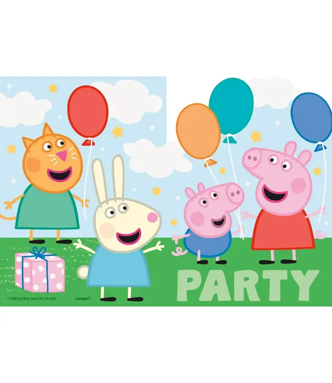 UNIQUE INDUSTRIES INC Peppa Pig Birthday Party Invitations - 8 Count