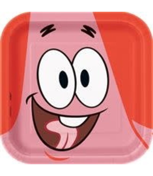 UNIQUE INDUSTRIES INC SpongeBob SquarePants Small Square Dessert Paper Plates, 7 Inches, 8 Count
