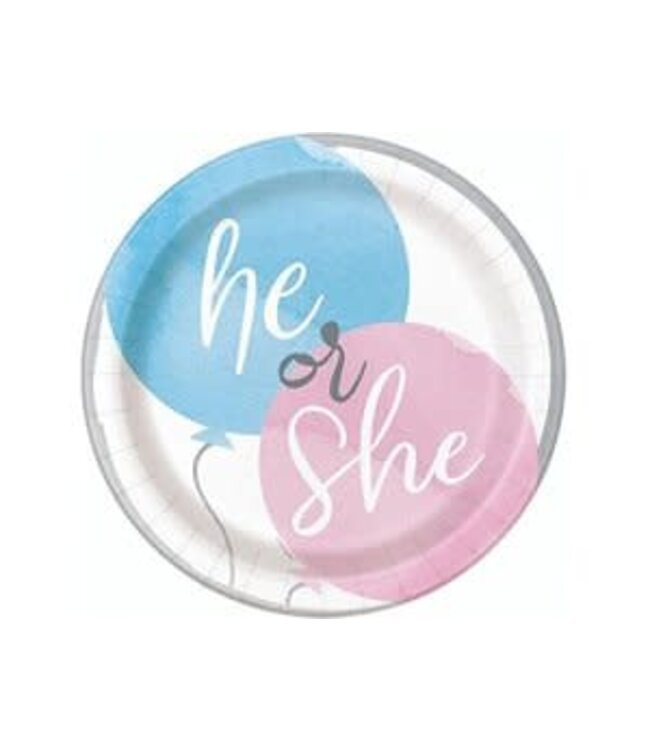UNIQUE INDUSTRIES INC Gender Reveal Party Paper Plates 7in-8ct