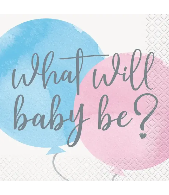 UNIQUE INDUSTRIES INC Gender Reveal Party Beverage Napkin 16 ct