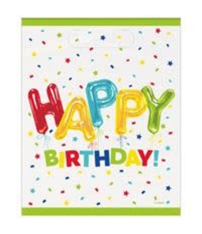 UNIQUE INDUSTRIES INC 8pcs Happy Balloon Birthday Loot Bags