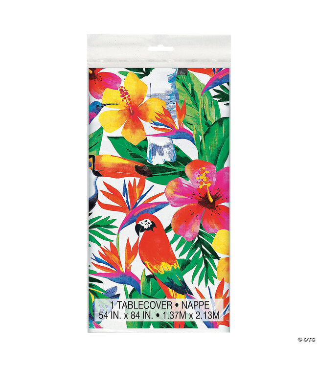 UNIQUE INDUSTRIES INC 54" x 84" Tropical Palm Luau Plastic Tablecloth