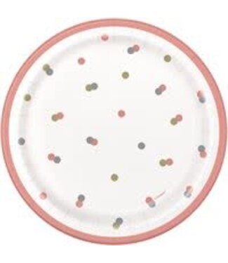 UNIQUE INDUSTRIES INC Birthday Glitz Rose Gold Paper Plates 7″ (8 count)