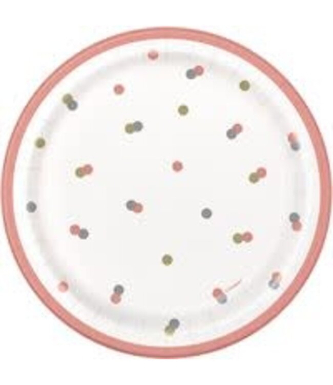 UNIQUE INDUSTRIES INC Birthday Glitz Rose Gold Paper Plates 7″ (8 count)