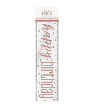 UNIQUE INDUSTRIES INC Rose Gold Glitz Birthday Banner-9ft