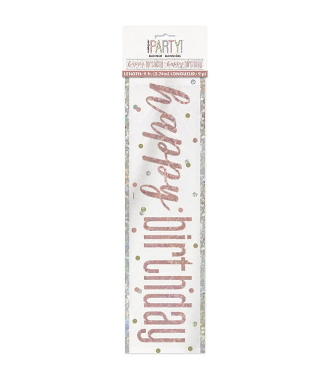 UNIQUE INDUSTRIES INC Rose Gold Glitz Birthday Banner-9ft
