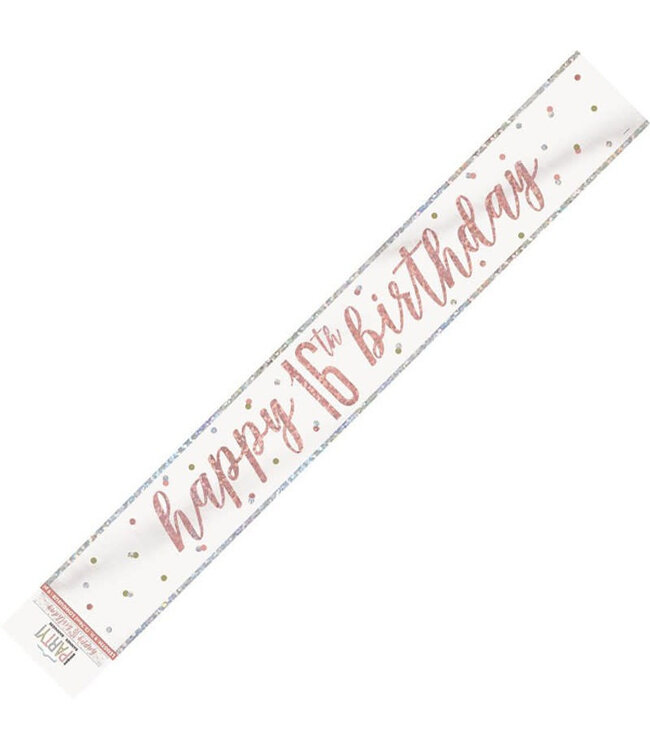 UNIQUE INDUSTRIES INC Rose Gold Glitz Birthday Banner-9ft