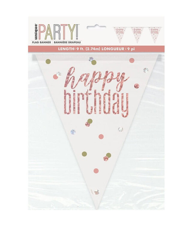 UNIQUE INDUSTRIES INC Rose Gold Glitz Flag Banner