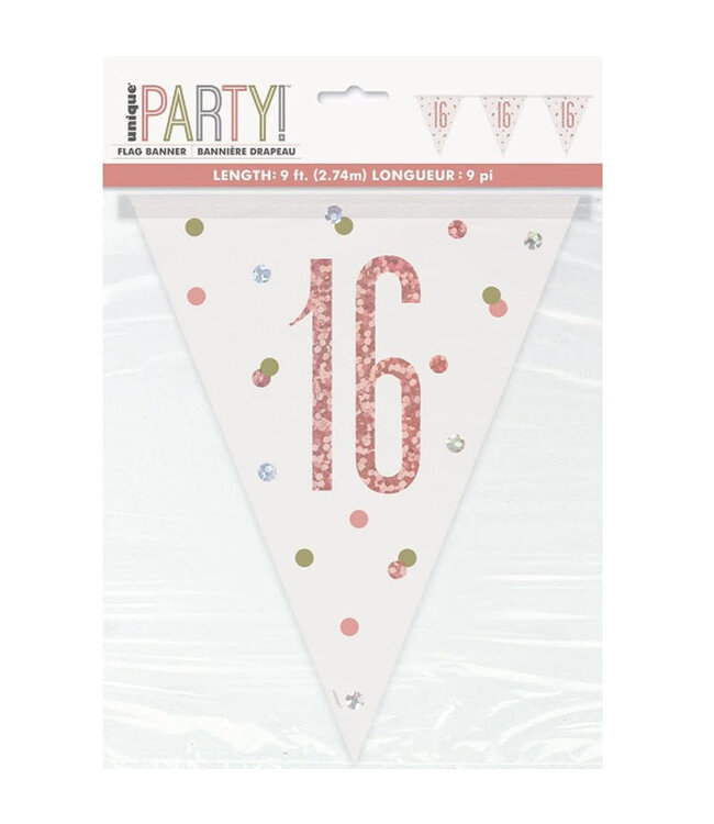 UNIQUE INDUSTRIES INC Rose Gold Glitz Flag Banner