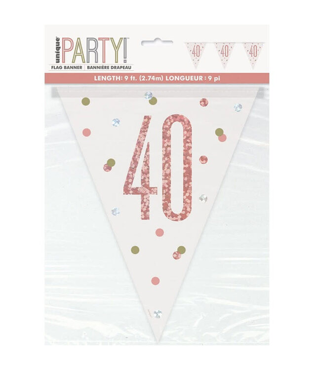 UNIQUE INDUSTRIES INC Rose Gold Glitz Flag Banner