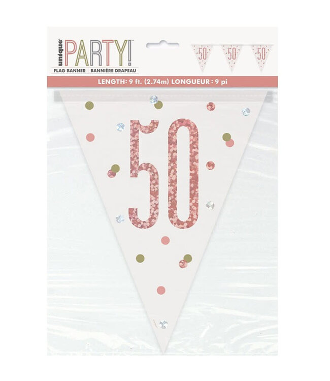 UNIQUE INDUSTRIES INC Rose Gold Glitz Flag Banner