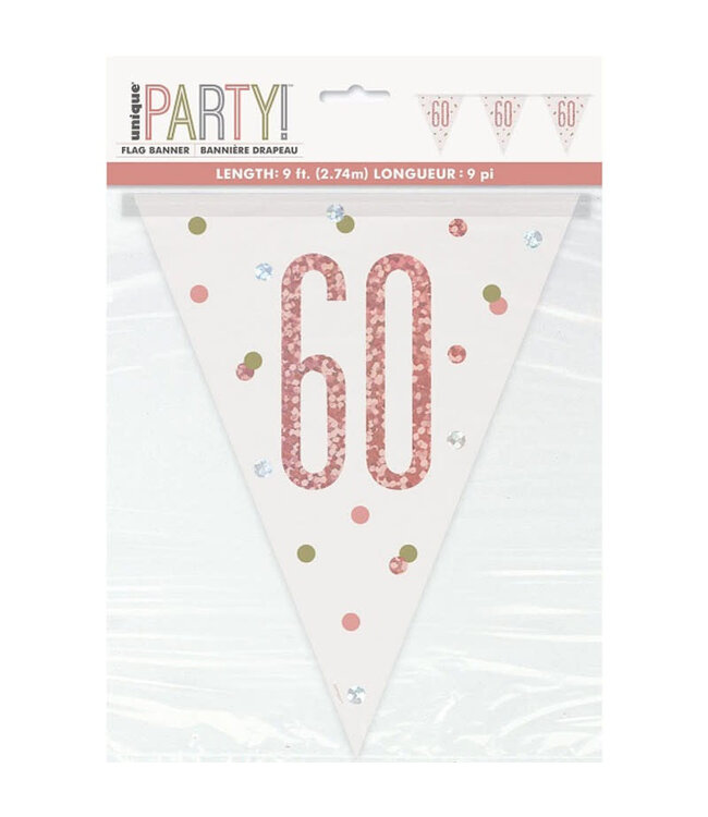 UNIQUE INDUSTRIES INC Rose Gold Glitz Flag Banner