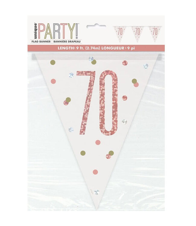 UNIQUE INDUSTRIES INC Rose Gold Glitz Flag Banner