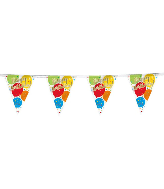 UNIQUE INDUSTRIES INC Glitzy Gold Birthday Pennant Flag Banner-12ft