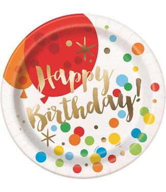 UNIQUE INDUSTRIES INC Glitzy Gold Birthday Dinner Plates-8ct