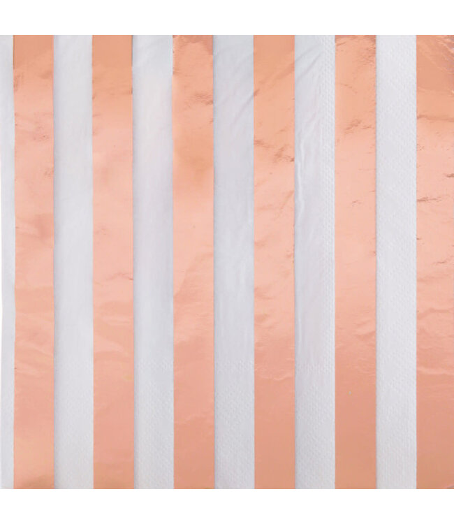 UNIQUE INDUSTRIES INC Rose Gold Foil Stripes Luncheon Napkins-16ct