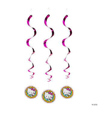 UNIQUE INDUSTRIES INC 30" Hello Kitty Pink Foil Hanging Swirl Decorations - 3 Pc.