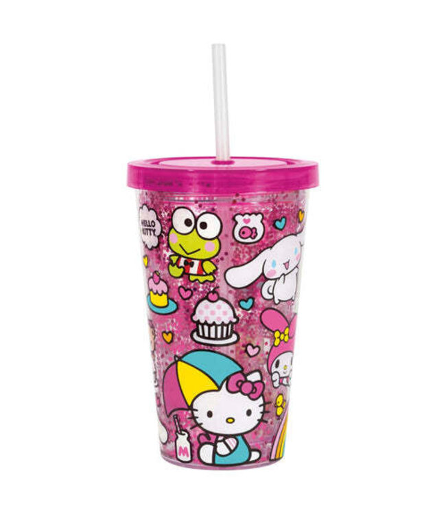 UNIQUE INDUSTRIES INC Hello Kitty Plastic Tumbler With Lid and Straw 16 Ounces