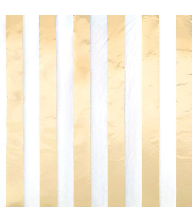 UNIQUE INDUSTRIES INC Gold Foil Stripe Square 6.5 " Luncheon Napkins 16ct