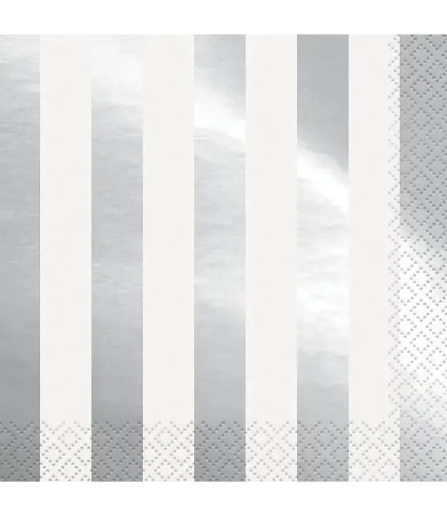 UNIQUE INDUSTRIES INC Foil Striped Paper Lunch Napkins, Silver, 16ct