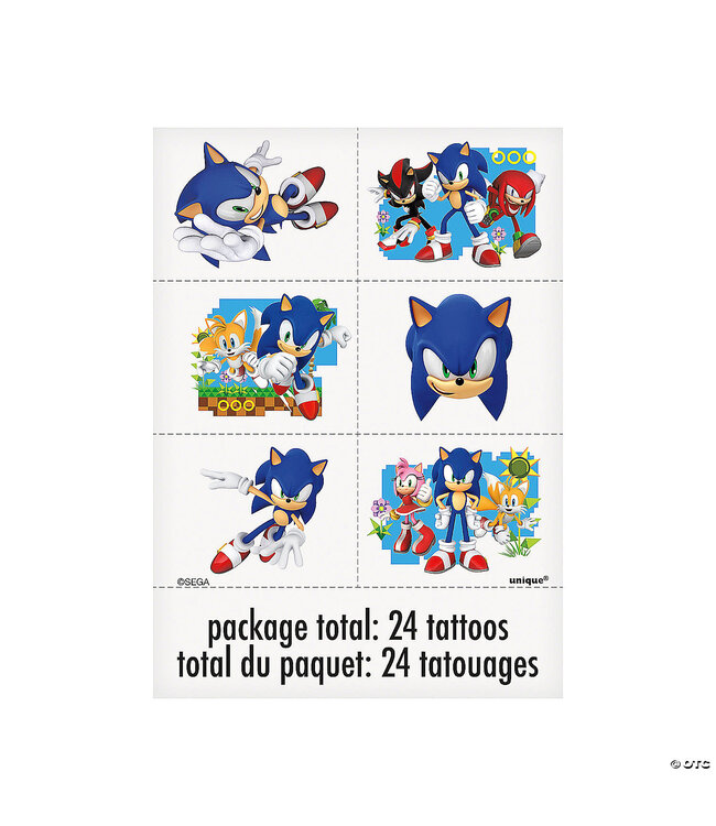 UNIQUE INDUSTRIES INC Sonic the Hedgehog™ Paper Temporary Tattoo Sheets - 4 Sheets of 6