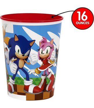 Unique Industries Sonic the Hedgehog Design Plastic Stadium Cup, 16 oz