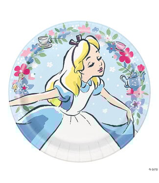Unique Industries Disney’s Alice in Wonderland Pastel Floral Paper Dinner Plates - 8 Ct.