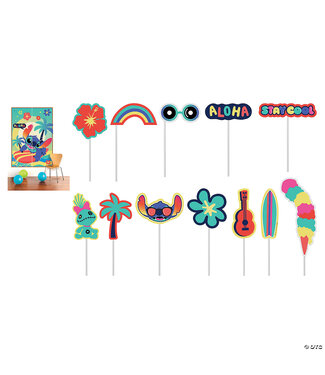 Amscan Disney’s Stitch Party Scene Setter with Photo Stick Props - 16 Pc.