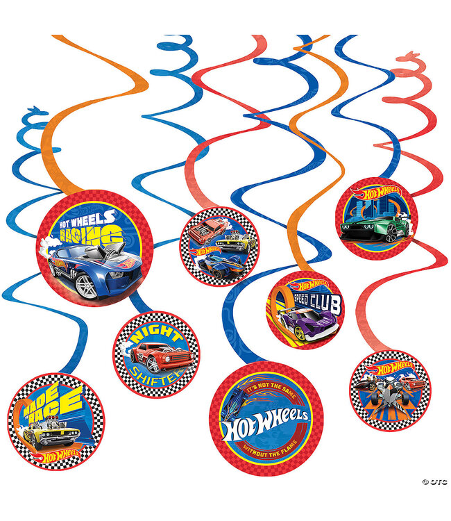 Amscan Hot Wheels™ Party Hanging Paper Swirl Decorations - 12 Pc.