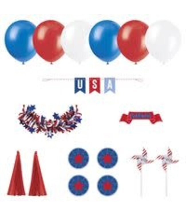 UNIQUE INDUSTRIES INC Patriotic USA Parade Decoration Kit-17ct