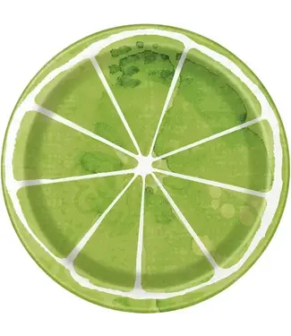 UNIQUE INDUSTRIES INC Summer Lime Slice 8 Ct 7" Dessert Cake Plates Paper