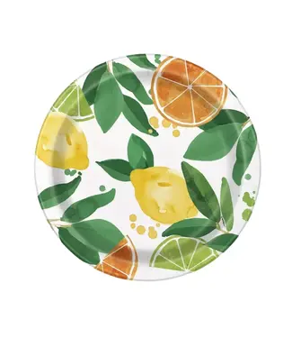 UNIQUE INDUSTRIES INC Citrus Fruit 8 Ct Lunch Dinner 9 inch Plates Summer Party Lemon Orange Lime