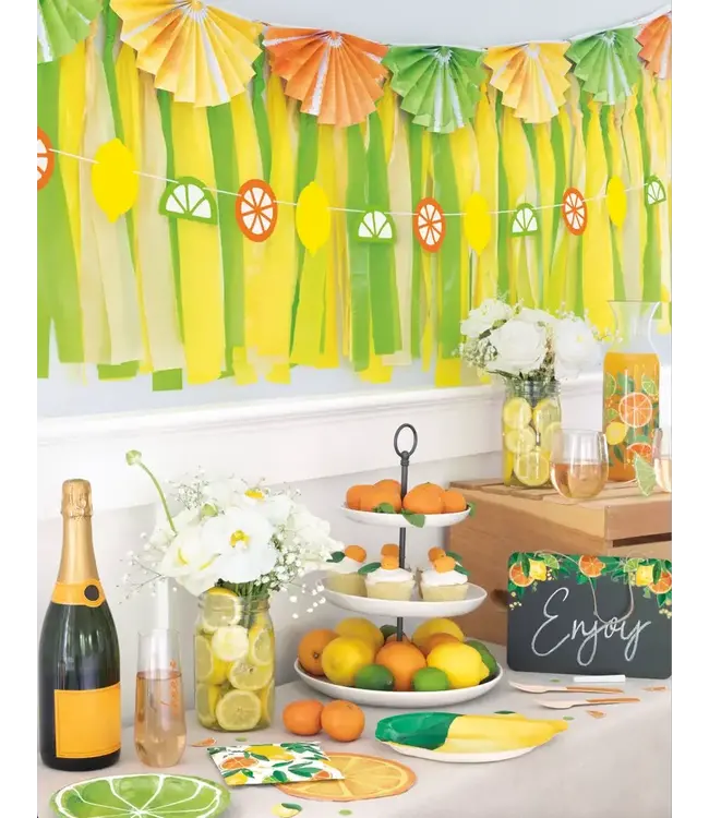UNIQUE INDUSTRIES INC Citrus Fruit Paper Fan Garland-8ft