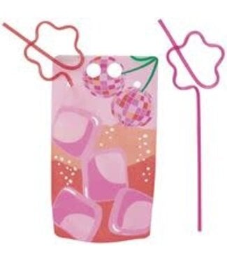 UNIQUE INDUSTRIES INC Summer Disco Drink Pouches with Straws-18oz-4ct