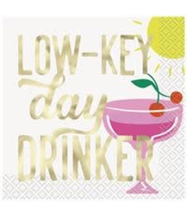 UNIQUE INDUSTRIES INC Low-Key Day Drinker Beverage Napkins-16ct