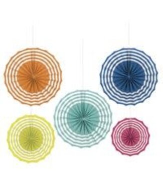 Unique Industries Summer Fun Paper Fans-5ct