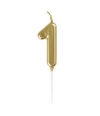 UNIQUE INDUSTRIES INC Gold Mini Number 1 Birthday Candle, 1 Count