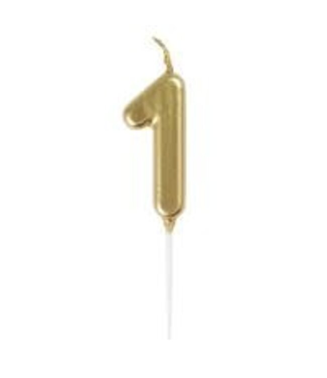 UNIQUE INDUSTRIES INC Gold Mini Number 1 Birthday Candle, 1 Count