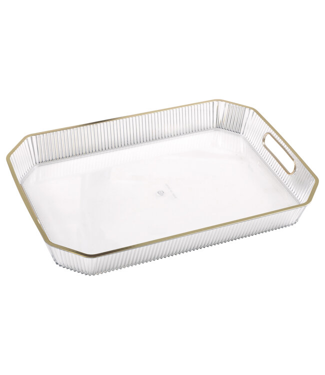 UNIQUE INDUSTRIES INC Premier Clear Plastic Serving Tray with Gold Foil Edge