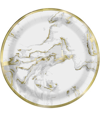UNIQUE INDUSTRIES INC Gold Marble Paper Dinner Plates 9in 10ct